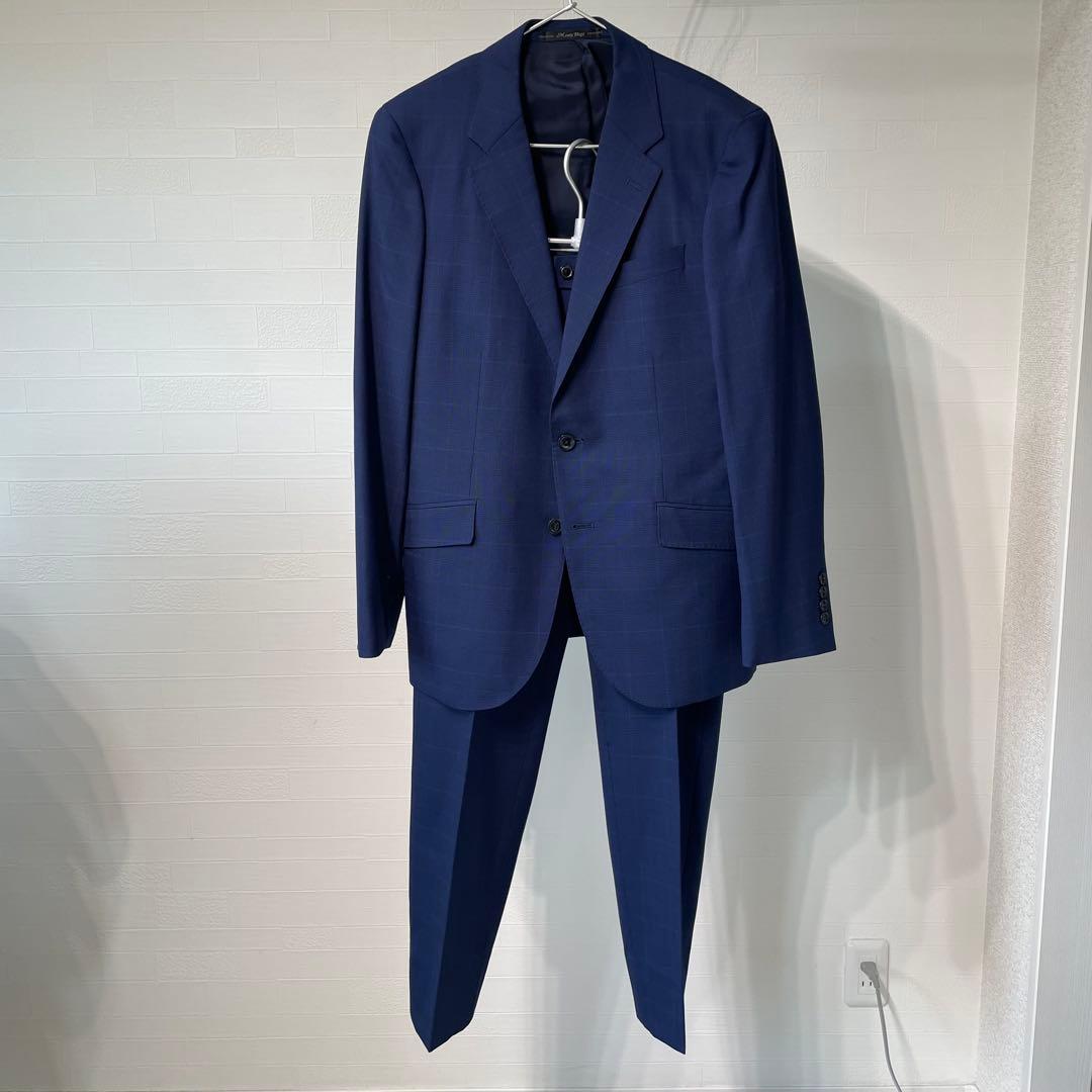 希少 メンズビギ ロロピアーナ スーツセットアップ ネイビー チェック