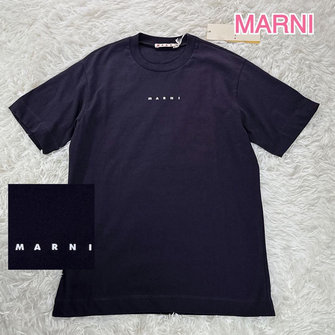 新品タグ付✨ 大人もOK！マルニ　キッズTシャツ　12Y 150 紺 25SS MARNI（マルニ） MARNI KIDS Tシャツ レディース キッズ 半袖 ☆大人も