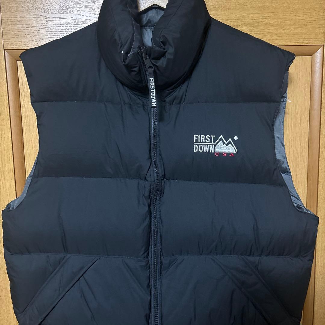 FIRST DOWN ブラック ダウンベスト ファーストダウン ダウンベスト リバーシブル メンズウェア FIRST DOWN