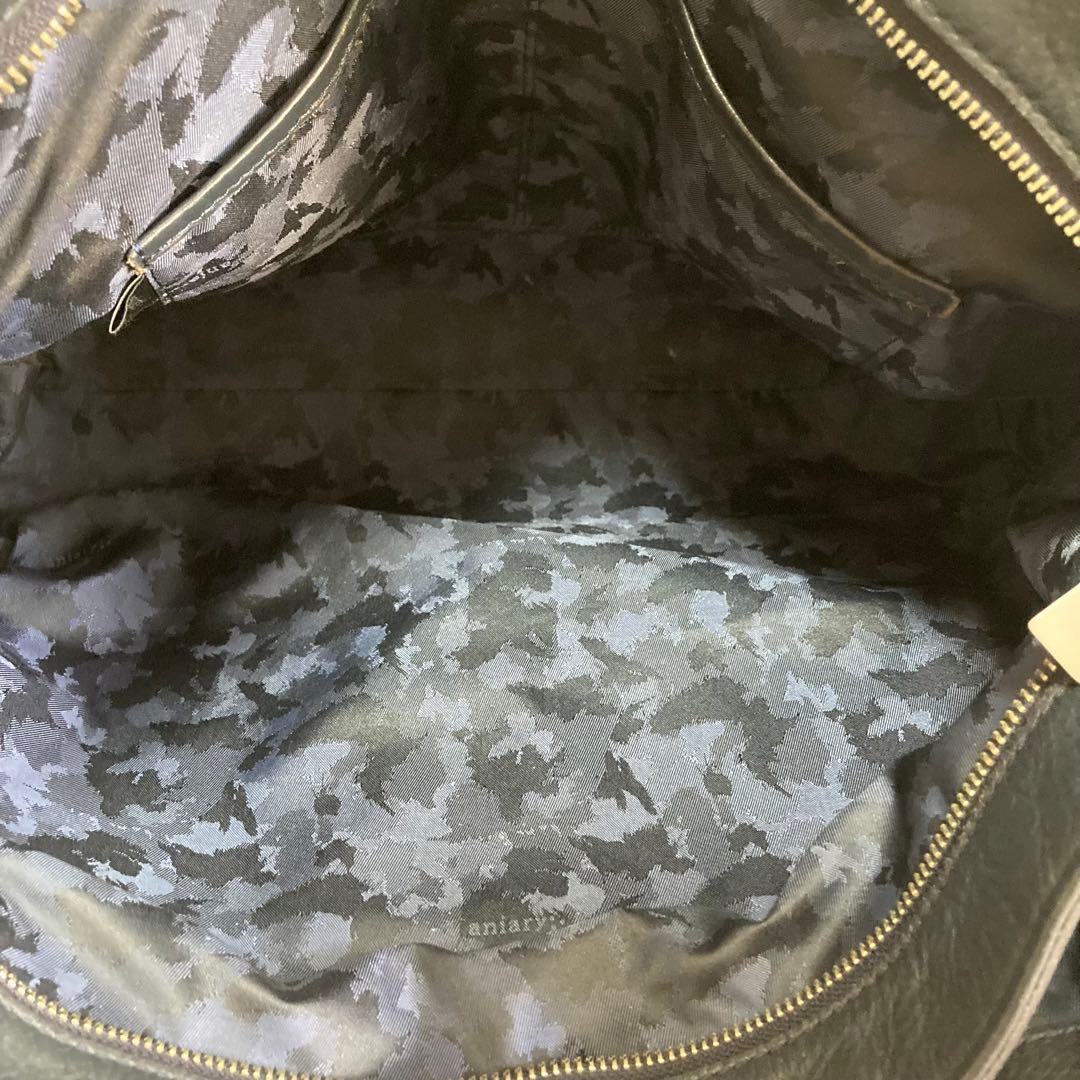 アニアリ トートバッグ シボ革 本革 レザー ネイビー A4可 - メルカリ