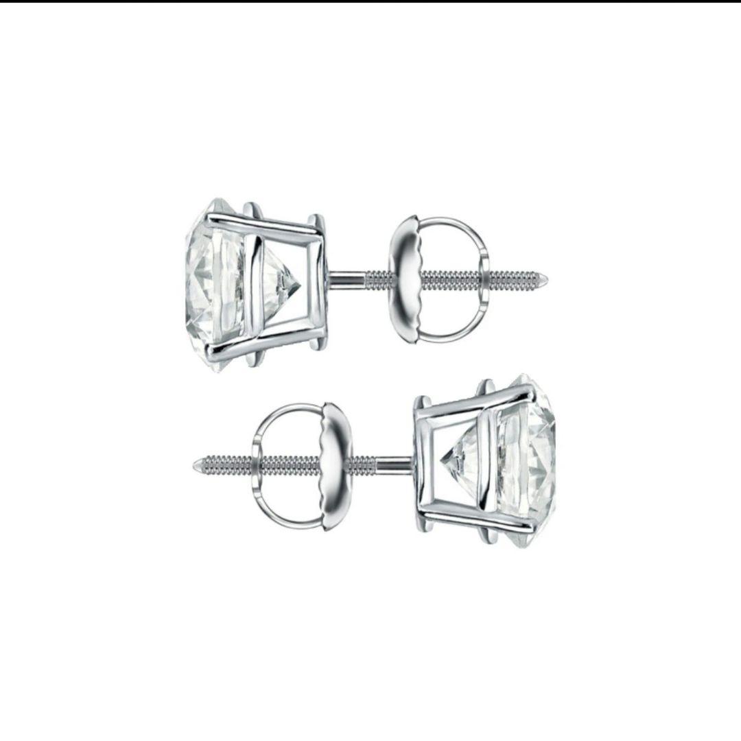 2.00ct F-VS1ラウンドカットラボグロウンダイヤモンド片耳用ネジ式ピアス
