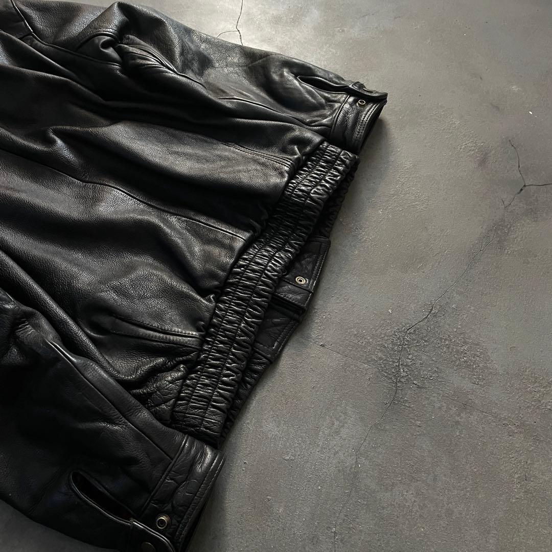 type battle ”牛革“ 黒“ heavy “bomber jacket