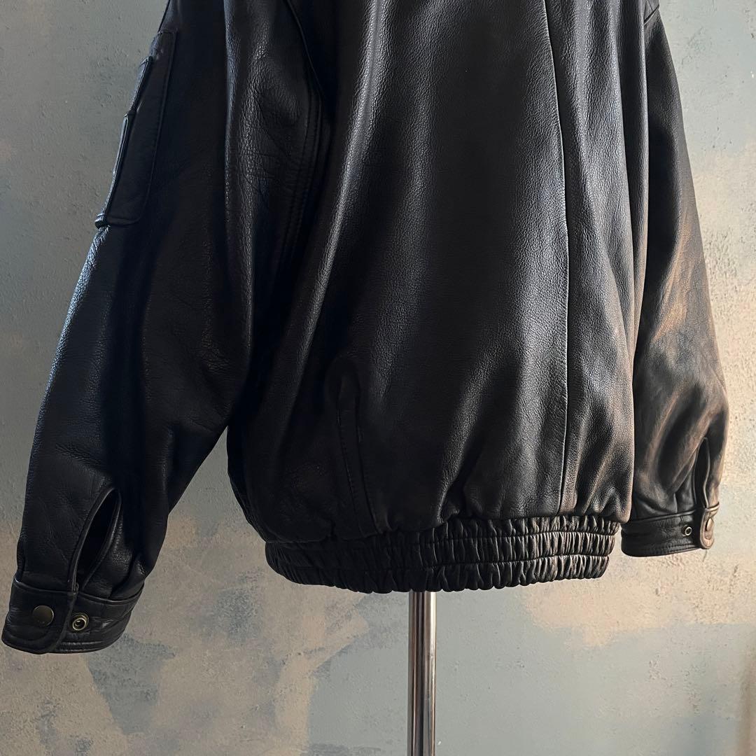 type battle ”牛革“ 黒“ heavy “bomber jacket