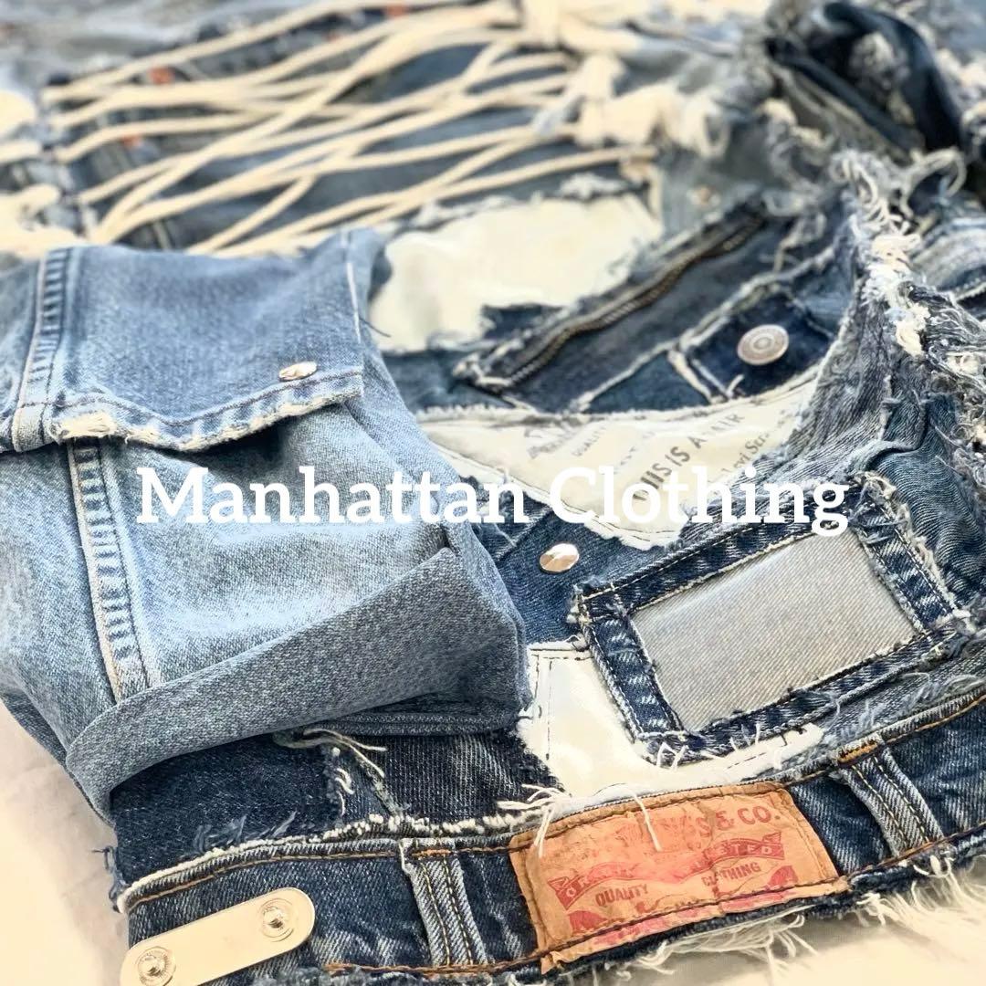 No.615【割引適用済】再構築 リメイク ハーフ パンツ デニム - メルカリ