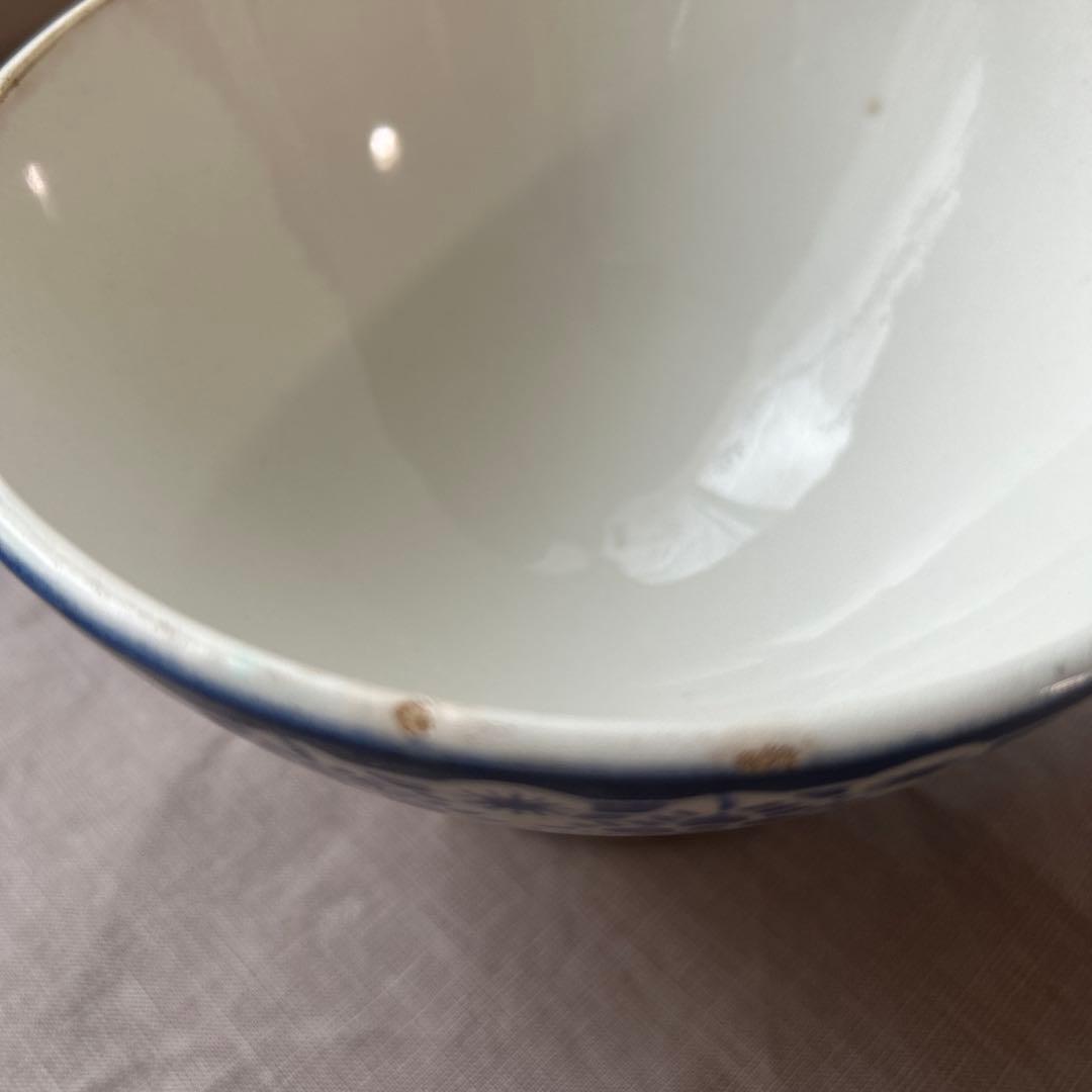 希少】モロッコ柄 レース柄 青色カフェオレボウル フランス