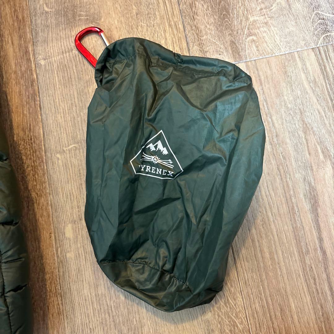 ピレネックス 38サイズ軽量ダウンジャケット オリーブグリーン 収納袋