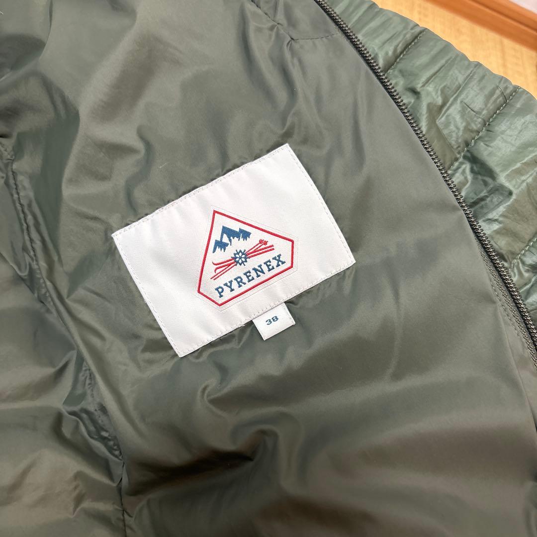 ピレネックス 38サイズ軽量ダウンジャケット オリーブグリーン 収納袋