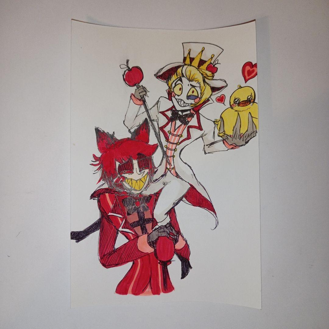ハズビンホテル アラスター＆ルシファー 手描きポストカードイラスト