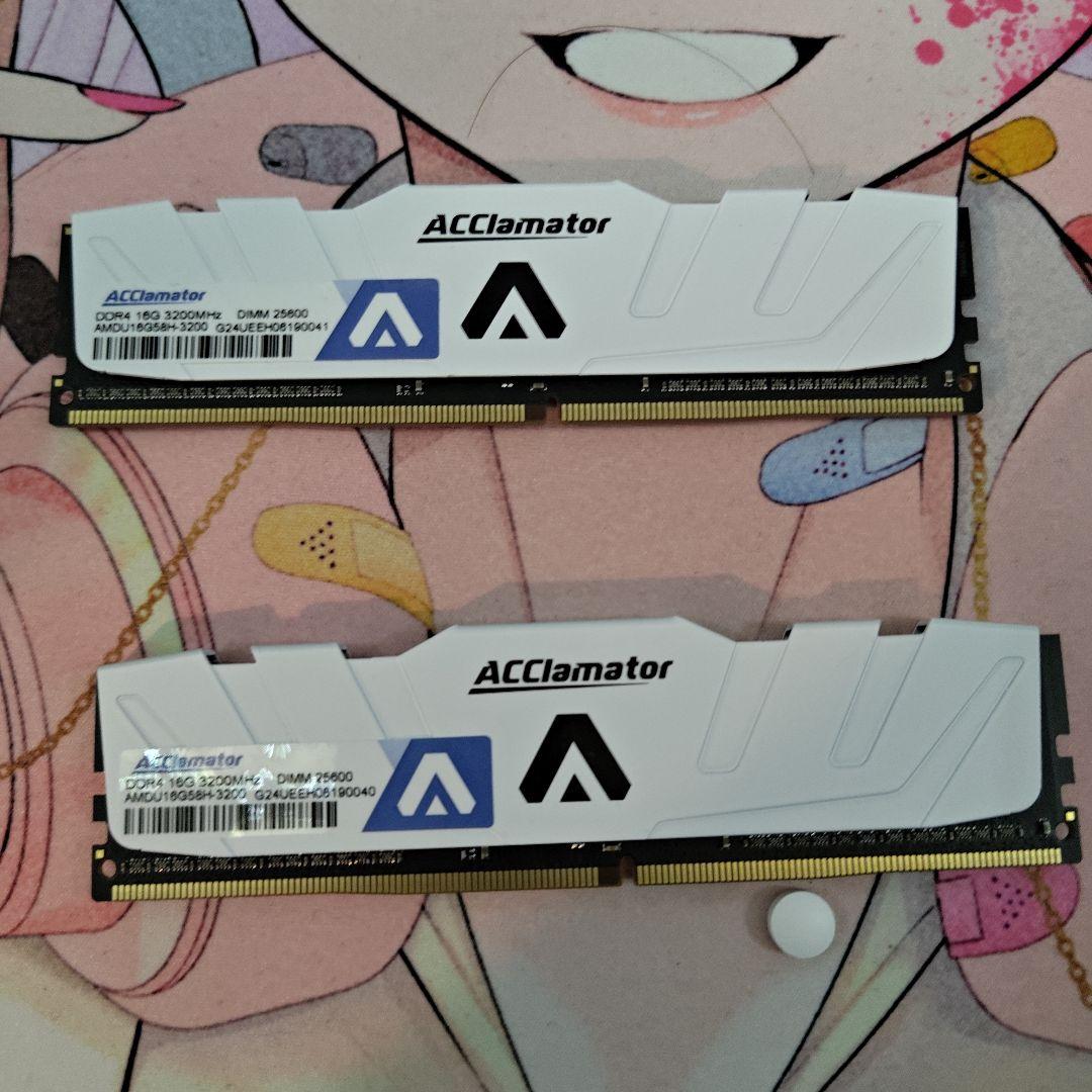 ACClamator DDR4 16GB 3200MHz メモリー 2枚 Acclamator DDR4 16GB Kit (2x8GB) 3200MHz PC4-25600 CL22 1.2V