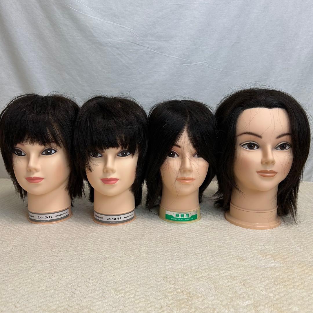 カットウィッグ ヘアマネキン 美容師国家試験用 MITSUYA 三矢 4体