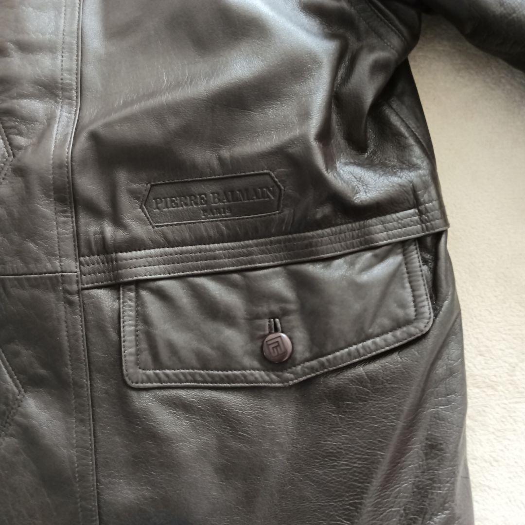 ピエールバルマン ラムレザーコート ヴィンテージ ブラウン サイズLL