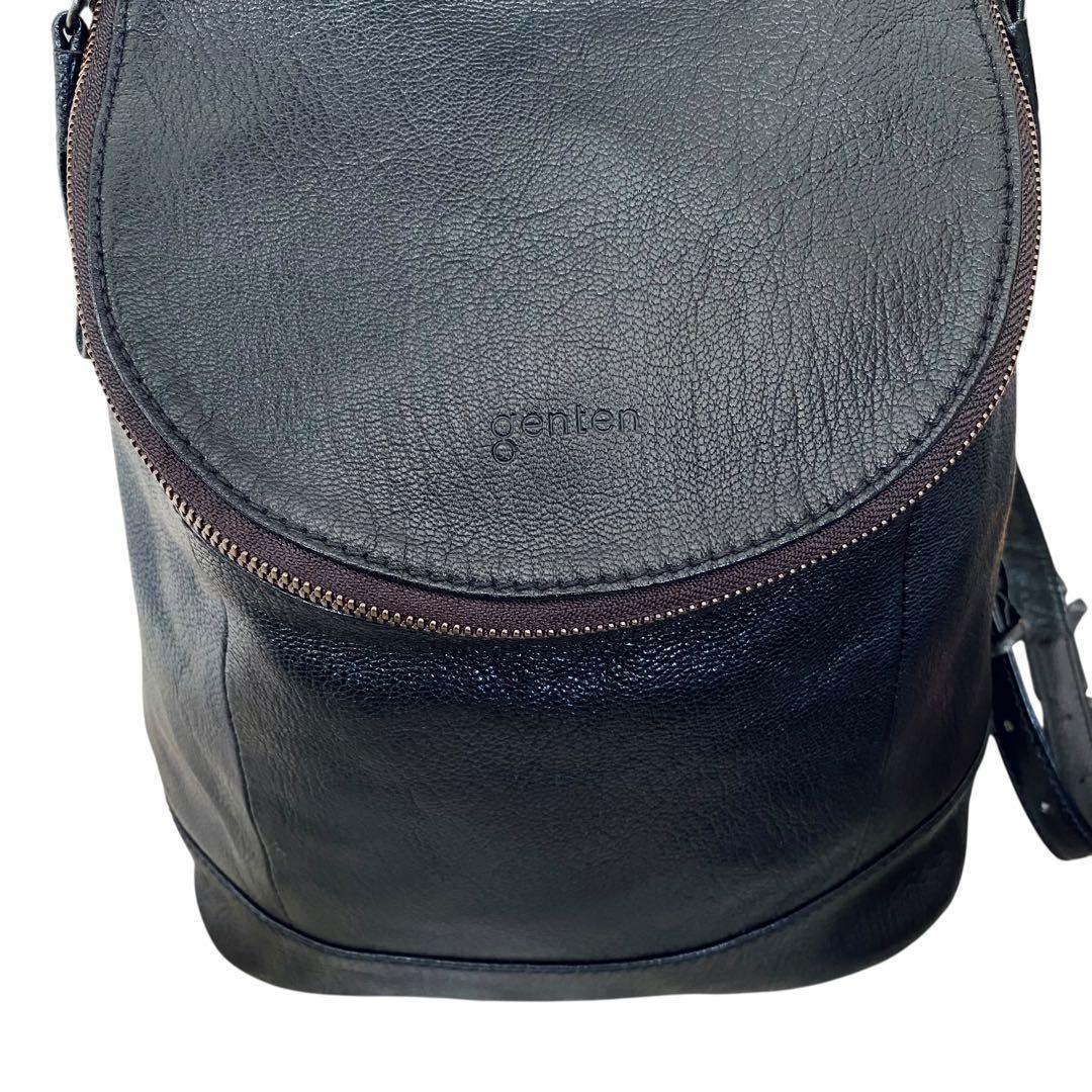 genten ゲンテン【極美品】ゴートヌメ レザーリュック ブラック