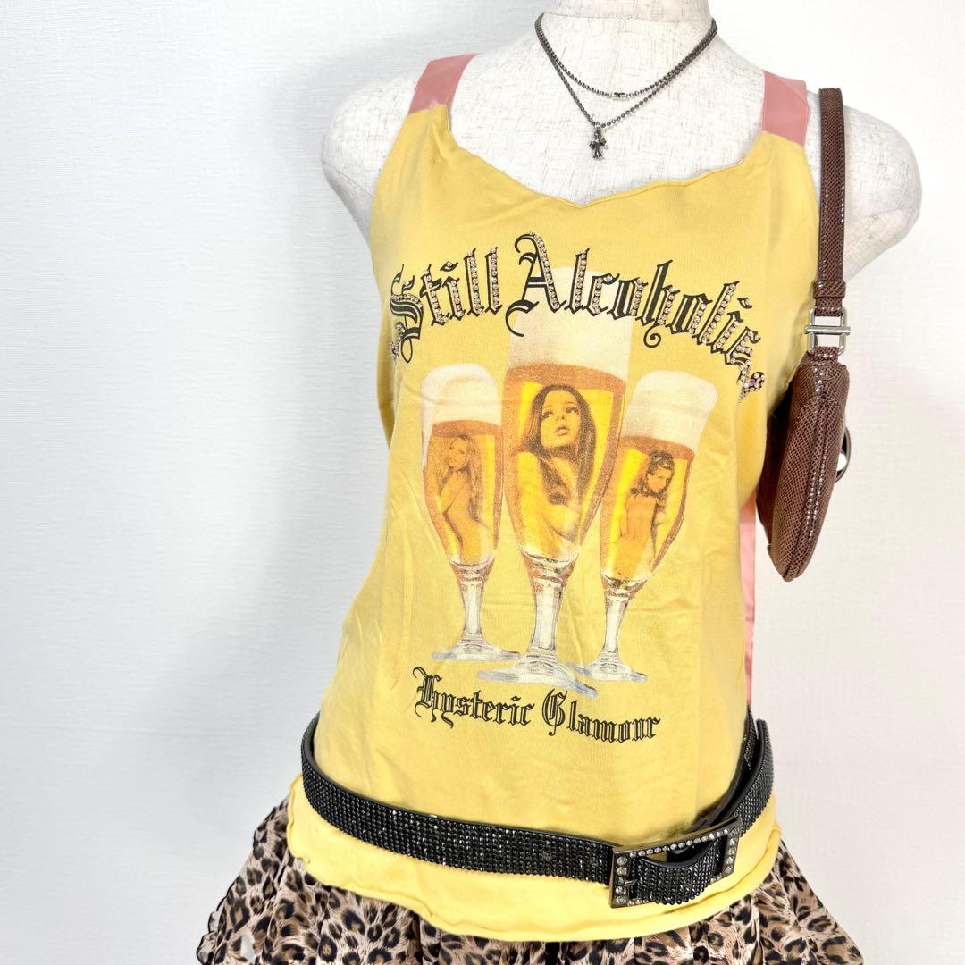 y2k❤️00s HYSTERIC GLAMOUR ラインストーンガールロゴキャミ y2k❤️00s HYSTERIC GLAMOUR ラインストーンガールロゴキャミ y2k