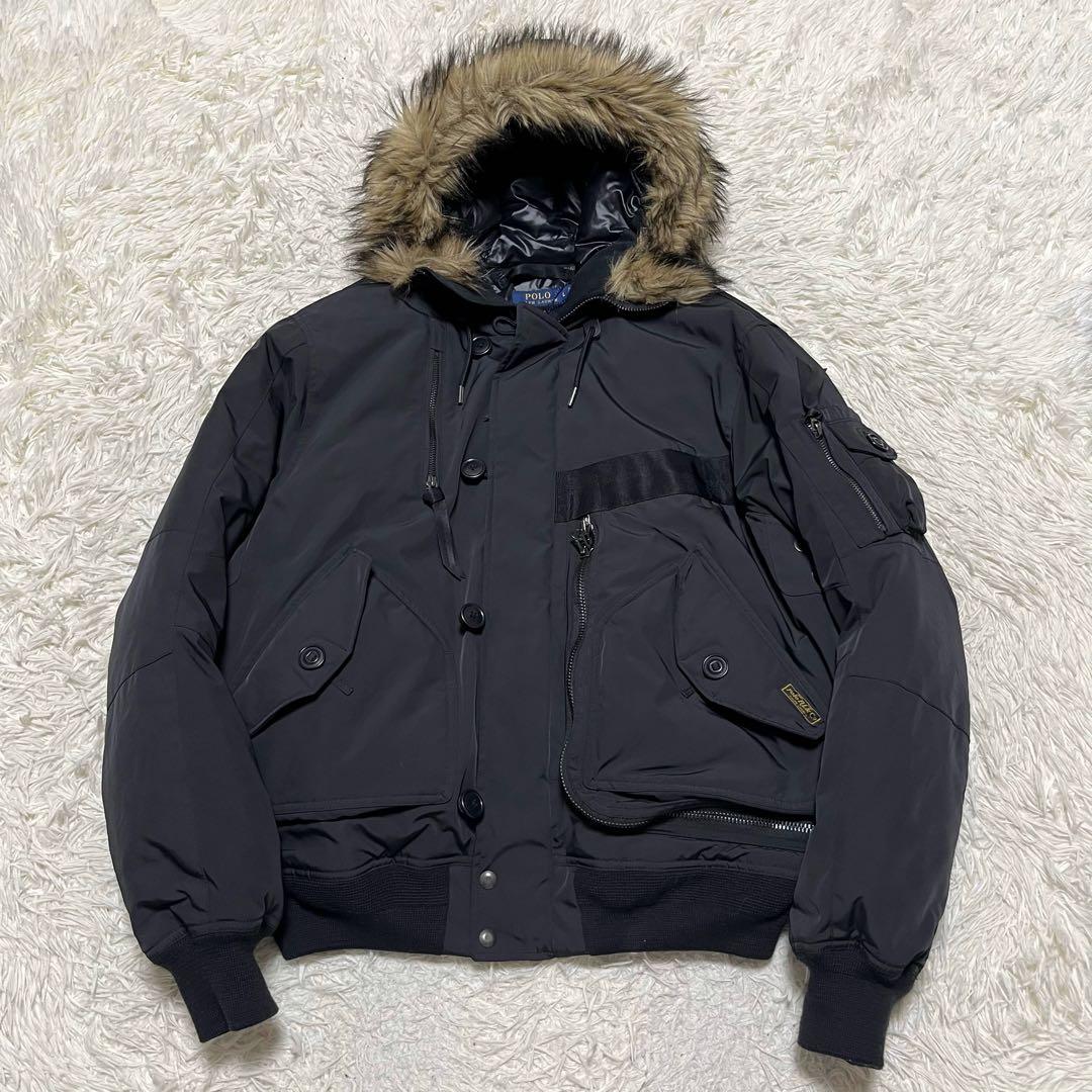 美品 L 現行 ポロラルフローレン N-2B ファー ダウンジャケット