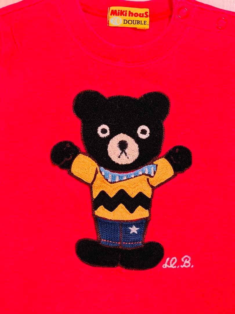 MIKIHOUSEミキハウス 赤 クマ刺繍 長袖カットソーロングTシャツ70cm