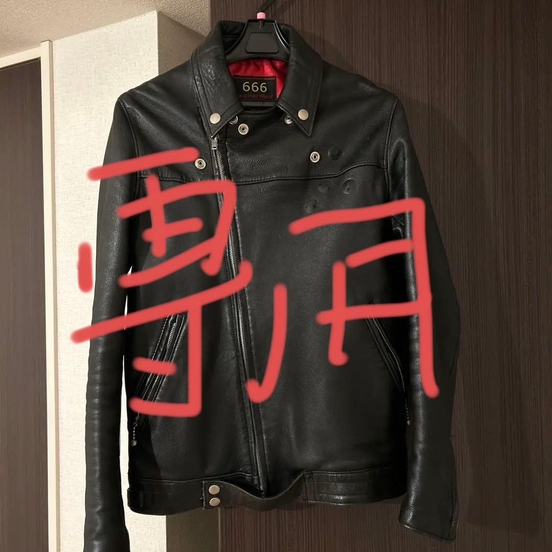 channaga 666 ライダース 34 シープスキン トリプルシックス 666 タイトフィット ダブル ライダースジャケット 羊