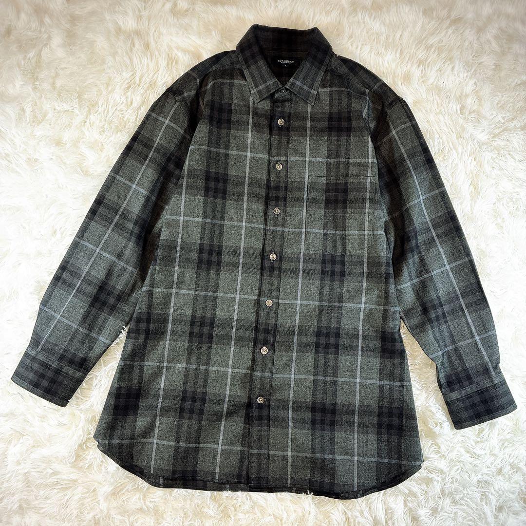 専売品 高品質 日本製 バーバリーロンドン ウール シャツ L ノバチェック 高品質 日本製 新品級 バーバリーロンドン ウール100％ L ノバチェック