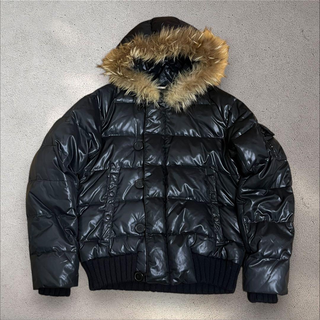 お兄系 リアルファー ダウンジャケット 光沢 archive グランジ y2k