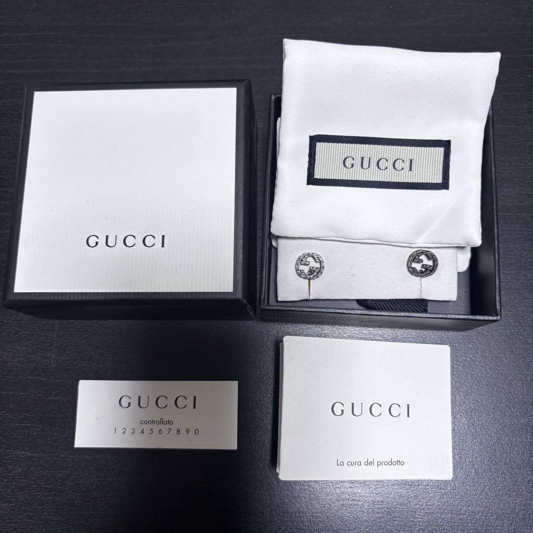 GUCCI ピアス グッチ メンズピアス シルバーピアス 国内発送/GUCCI/インターロッキングG シルバー ピアス (GUCCI/ピアス