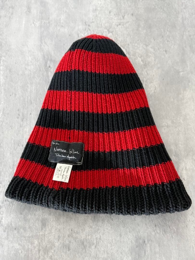 ナンバーナイン 05ss バルーンニットキャップ ボーダー柄 中古・古着通販】NUMBER (N)INE (ナンバーナイン) 05SS 裏地ボーダー