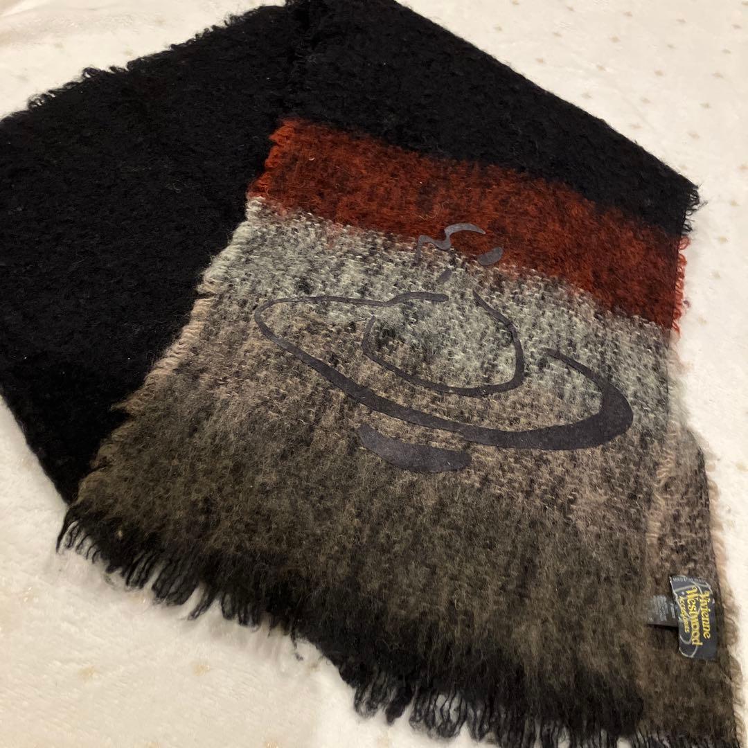 Vivienne Westwood マフラー 黒 オレンジ グレー　ユニセックス Vivienne Westwood（ヴィヴィアンウエストウッド） マフラー 81030006