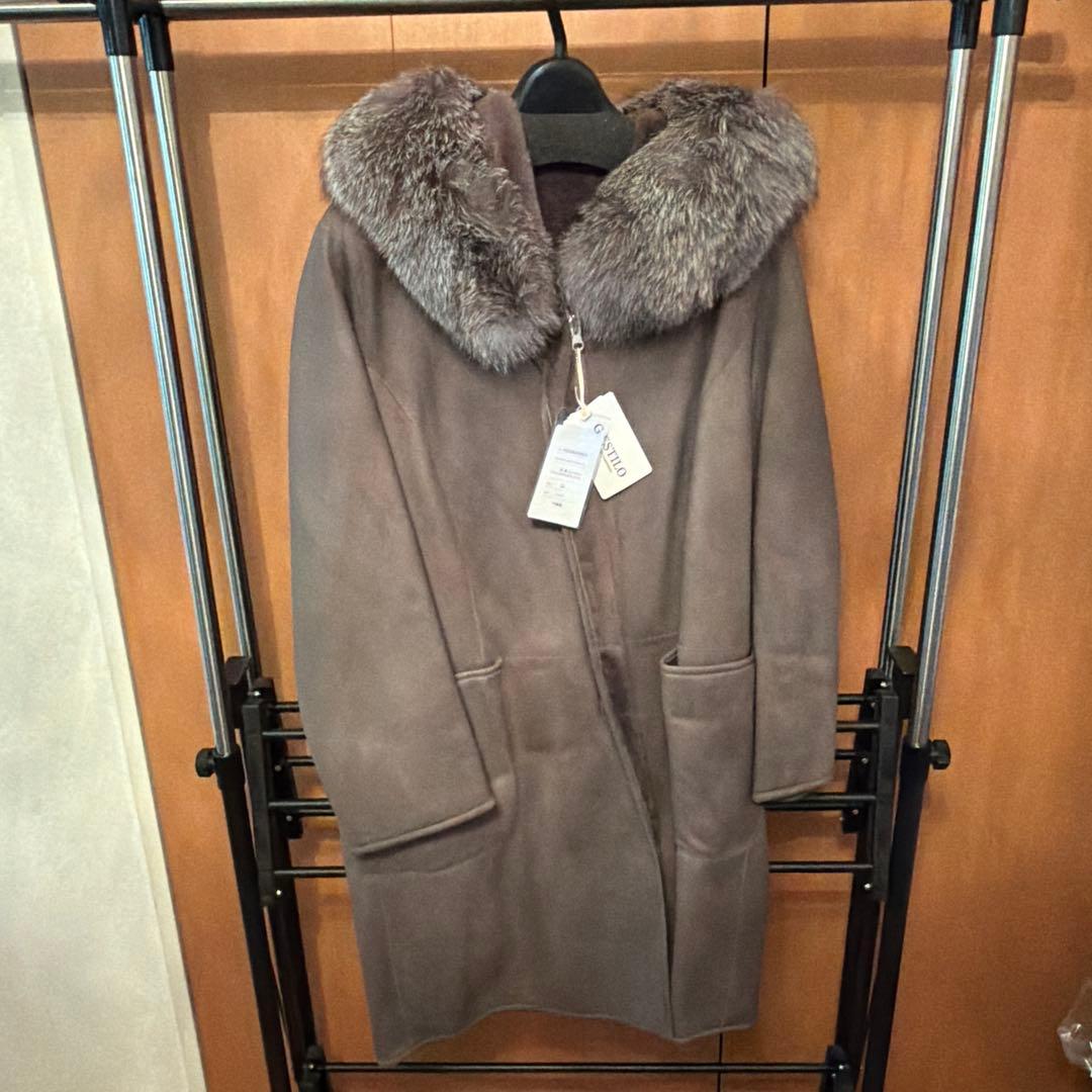 Pelley Lusso（ペレリールッソ）ファー付きムートンコート LLサイズ