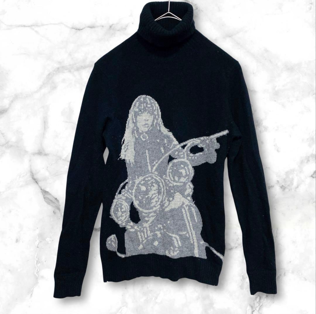 希少✨ヒステリックグラマー バイクガール タートルネック ニット セーター 黒 HYSTERIC GLAMOUR（ヒステリックグラマー）の「QUIET PUNKジャカード