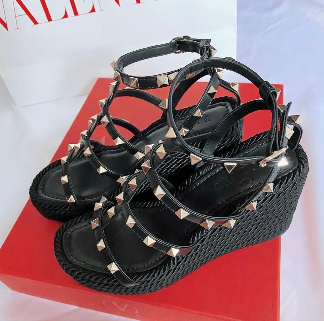 VALENTINO ウェッジソールサンダル　ヒール　スタッズ　ブラック36サイズ 楽天市場】VALENTINO ヴァレンティノ スタッズ（サンダル｜レディース