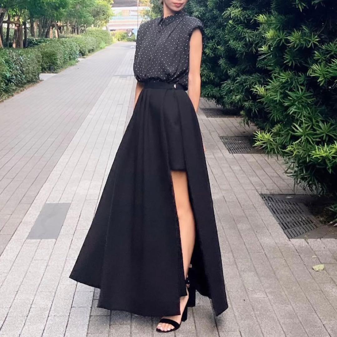 最終お値下げ Pachman パハマン スカート ブラック 日本製 変形デザイン