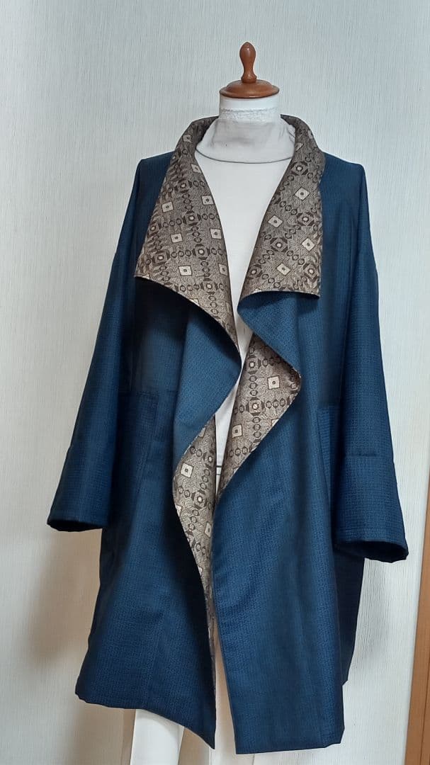 ウール男物着物と龍郷柄で羽織物 　　　freeesize 羽織 男性 メンズ 洗える着物 単品「コイネズ」4L/5L/3S/2S はおり 男