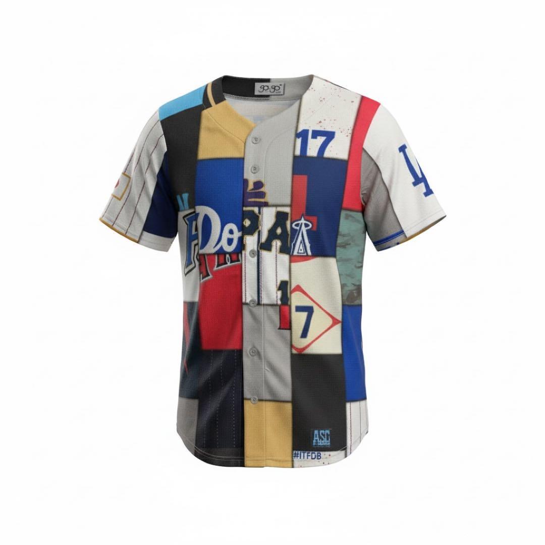 す*す様 非売品 大谷翔平 サインプリント歴代ミックスユニフォーム　ドジャース 非売品 大谷翔平 サインプリント歴代ミックスユニフォーム ドジャース