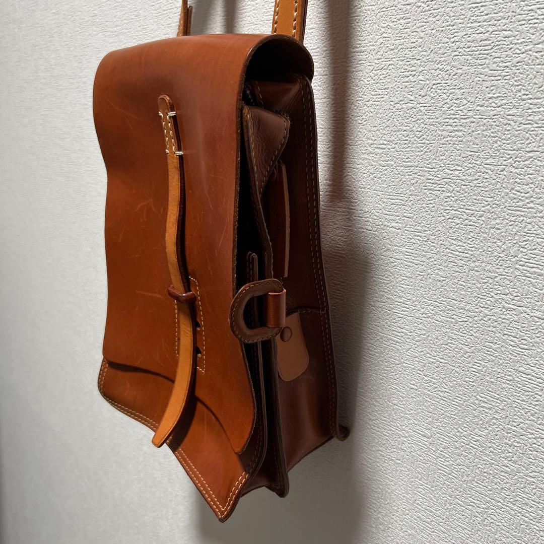 ブラウン レザー ショルダーバッグ dan genten 革 - メルカリ