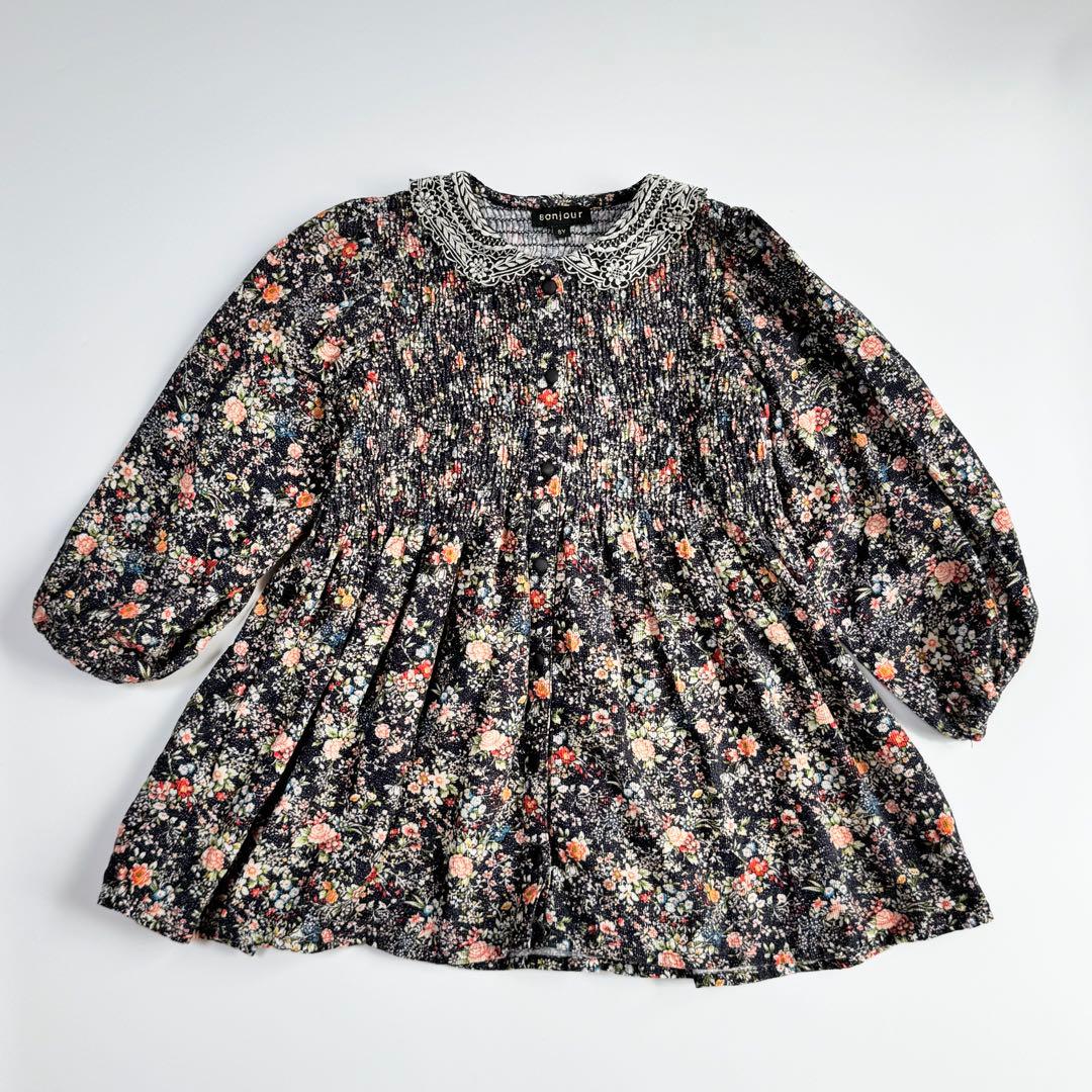 トップス Bonjour Diary TUNIQUE BLOUSE 8Y BONJOUR DIARY]【LAST1！】TUNIQUE WITH HAIR CLIP |
