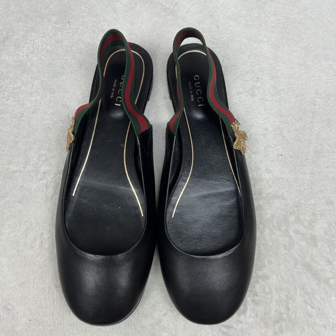 H357 24.0cm グッチ イタリア製 ミュール ブラック レディース