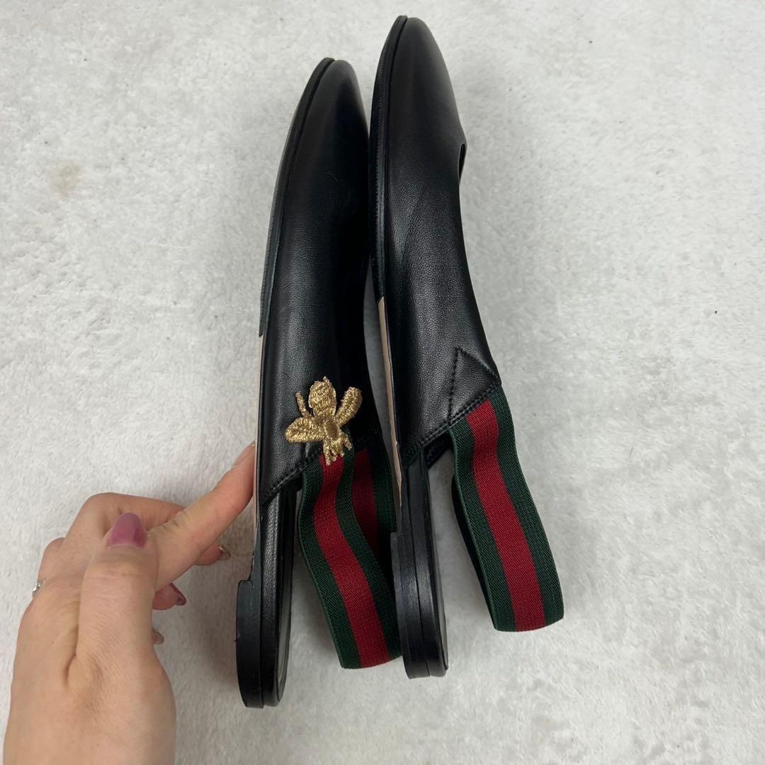 H357 24.0cm グッチ イタリア製 ミュール ブラック レディース