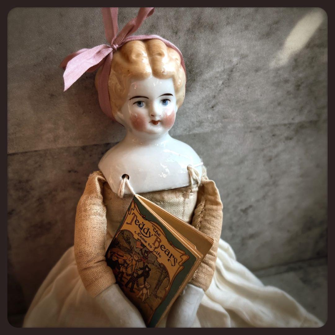 アンティーク　 ブロンド　チャイナヘッドドール ビスクドール ビスク ヘッド ドール チャイナヘッド パリアン 凝ったモールド