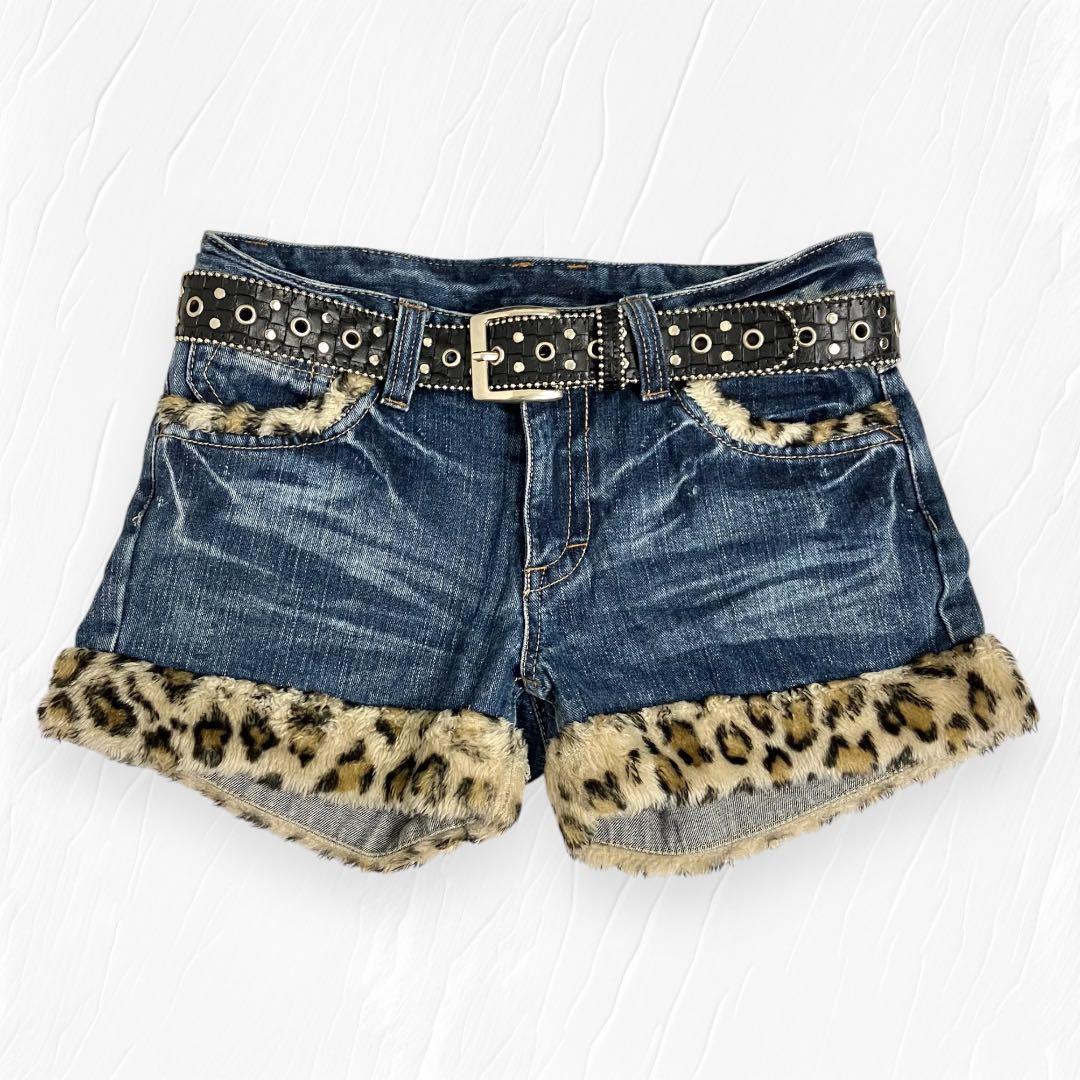 y2k 00s】平成ギャル パンク ヒョウ柄 ファー ショートパンツ グランジ