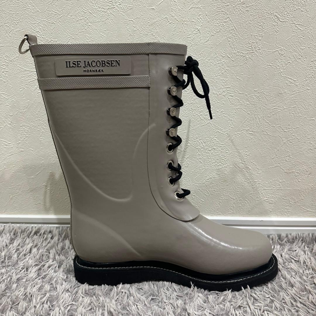 ILSE JACOBSEN レインブーツ レースアップ ベージュ 24.5cm