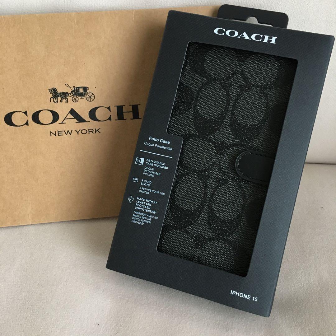 新品　COACH コーチ レザー iPhone 15 ケース　手帳 Amazon.co.jp: [Coach] iPhone 15 Proケース 手帳型 Folio Case 正規品