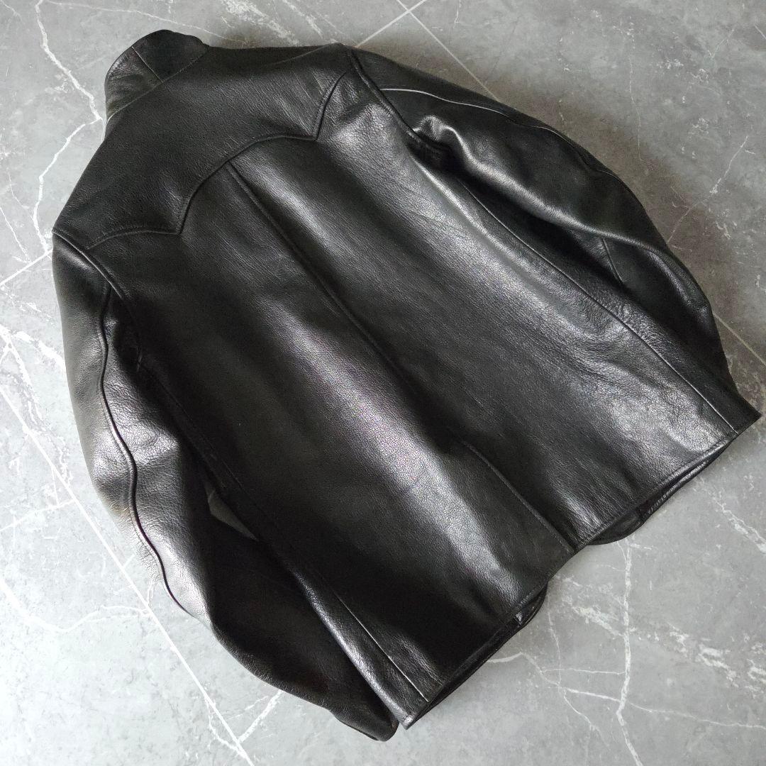 極上山羊革 ウエストライド レザージャケット 38 黒 テーラード
