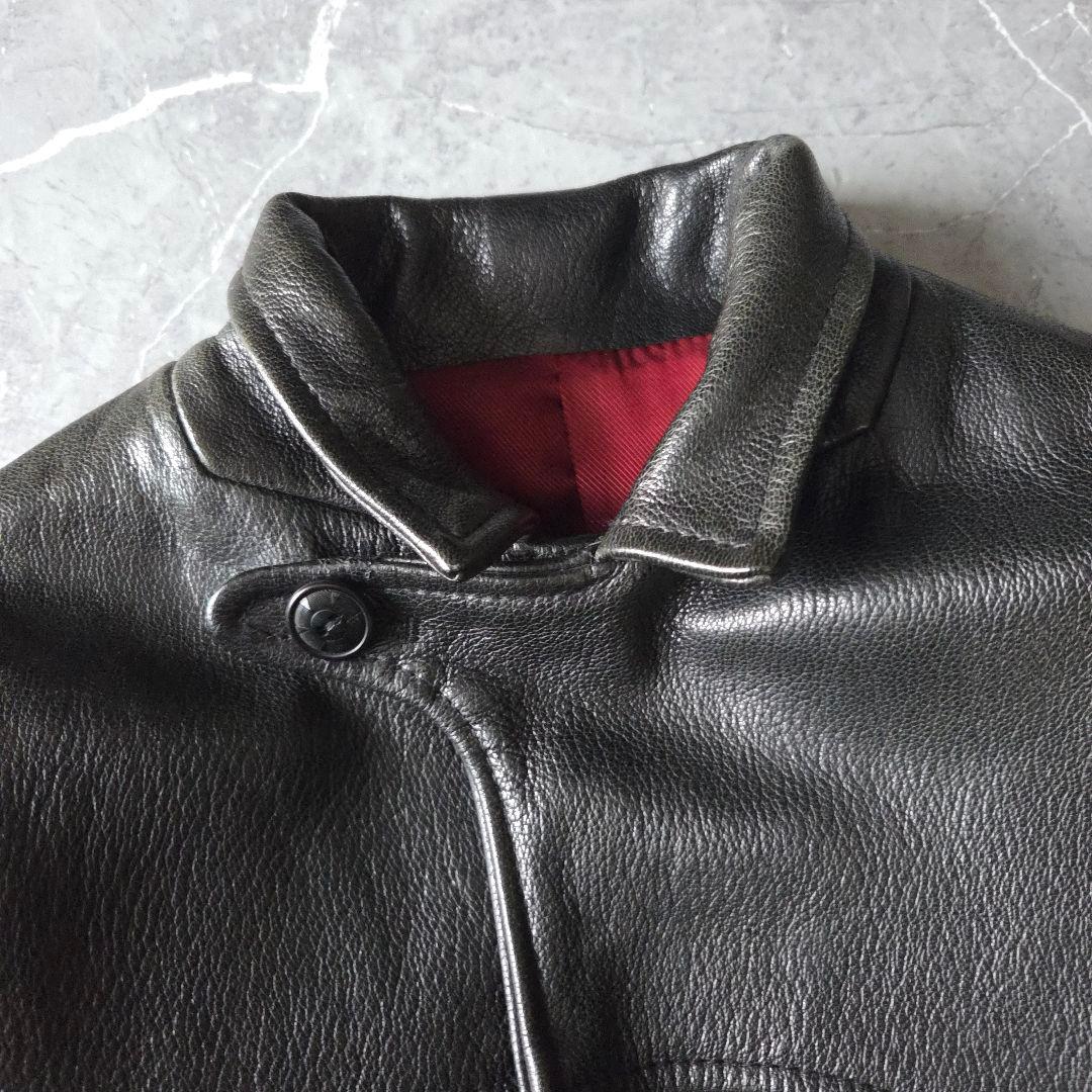 極上山羊革 ウエストライド レザージャケット 38 黒 テーラード