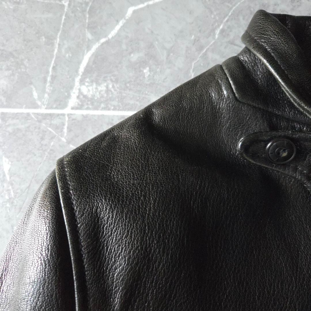 極上山羊革 ウエストライド レザージャケット 38 黒 テーラード