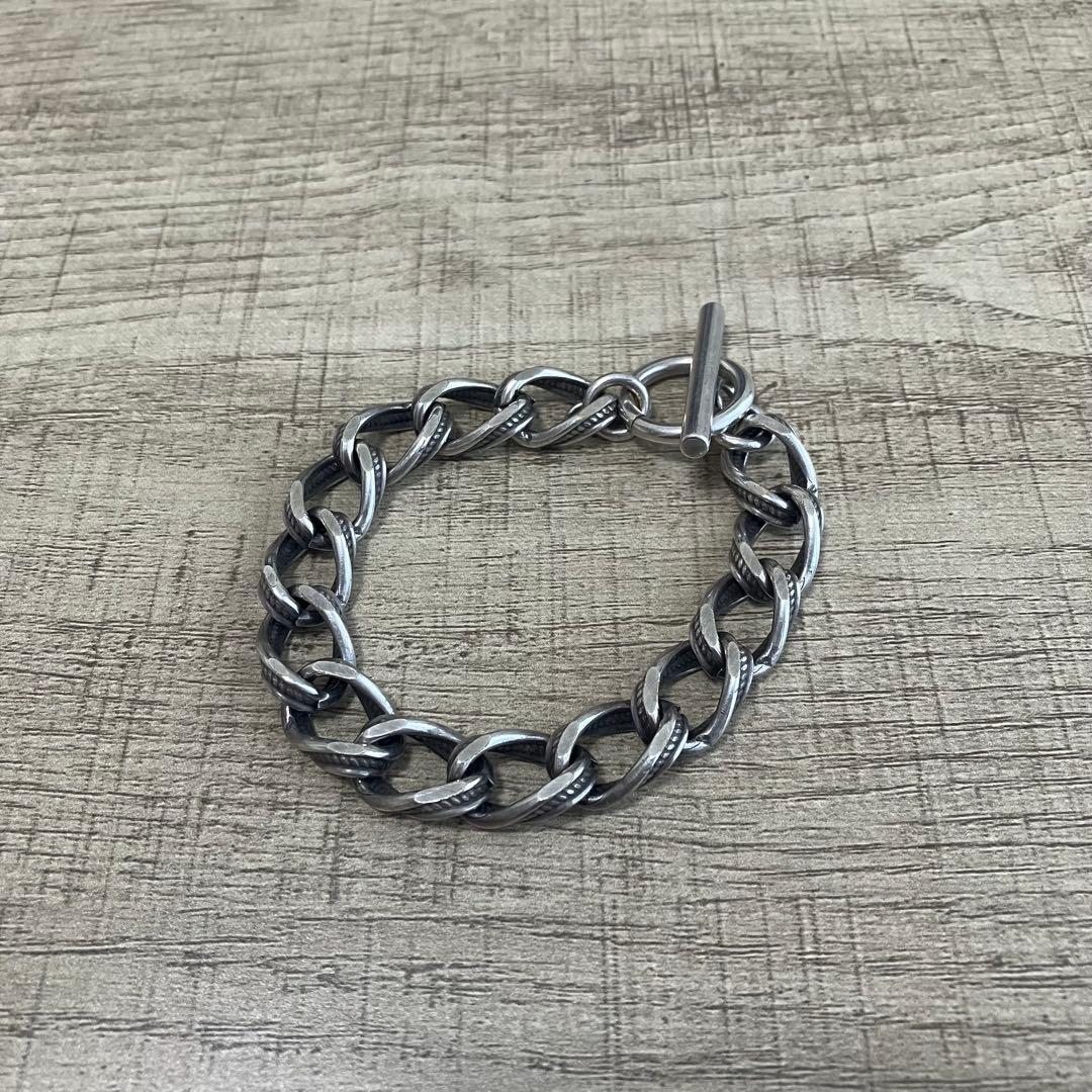 ヴィンテージ風 ヘビーチェーン Tバー ブレスレット シルバー - メルカリ