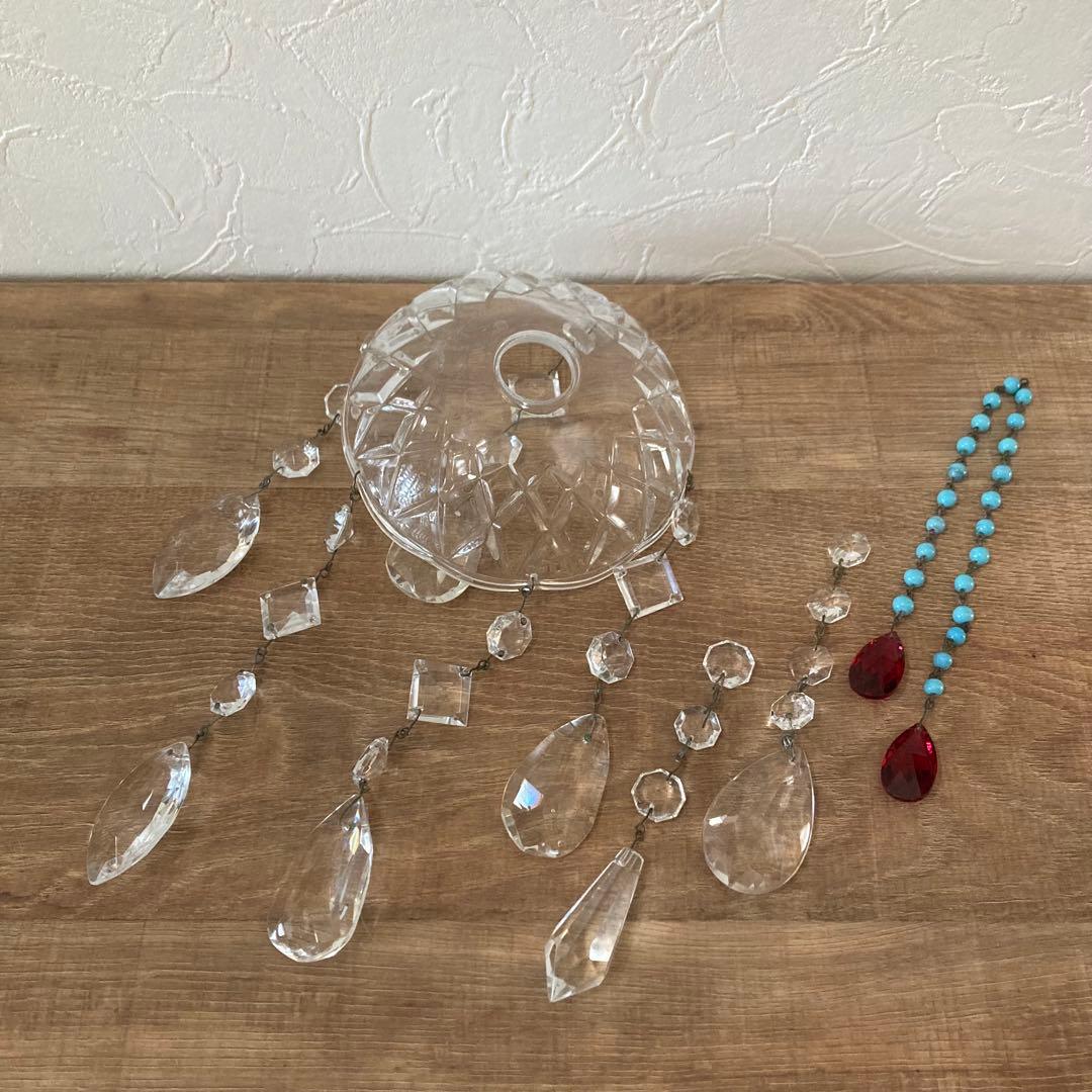 フランス アンティーク ガラス ランプシェード ミニシャンデリア