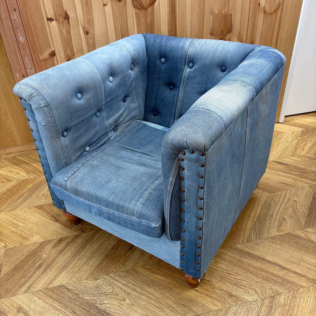【今月まで‼️】デニム スタッズ　シングルソファ FOREST ソファ 1人掛け｜商品情報｜BRIDGE WORKS