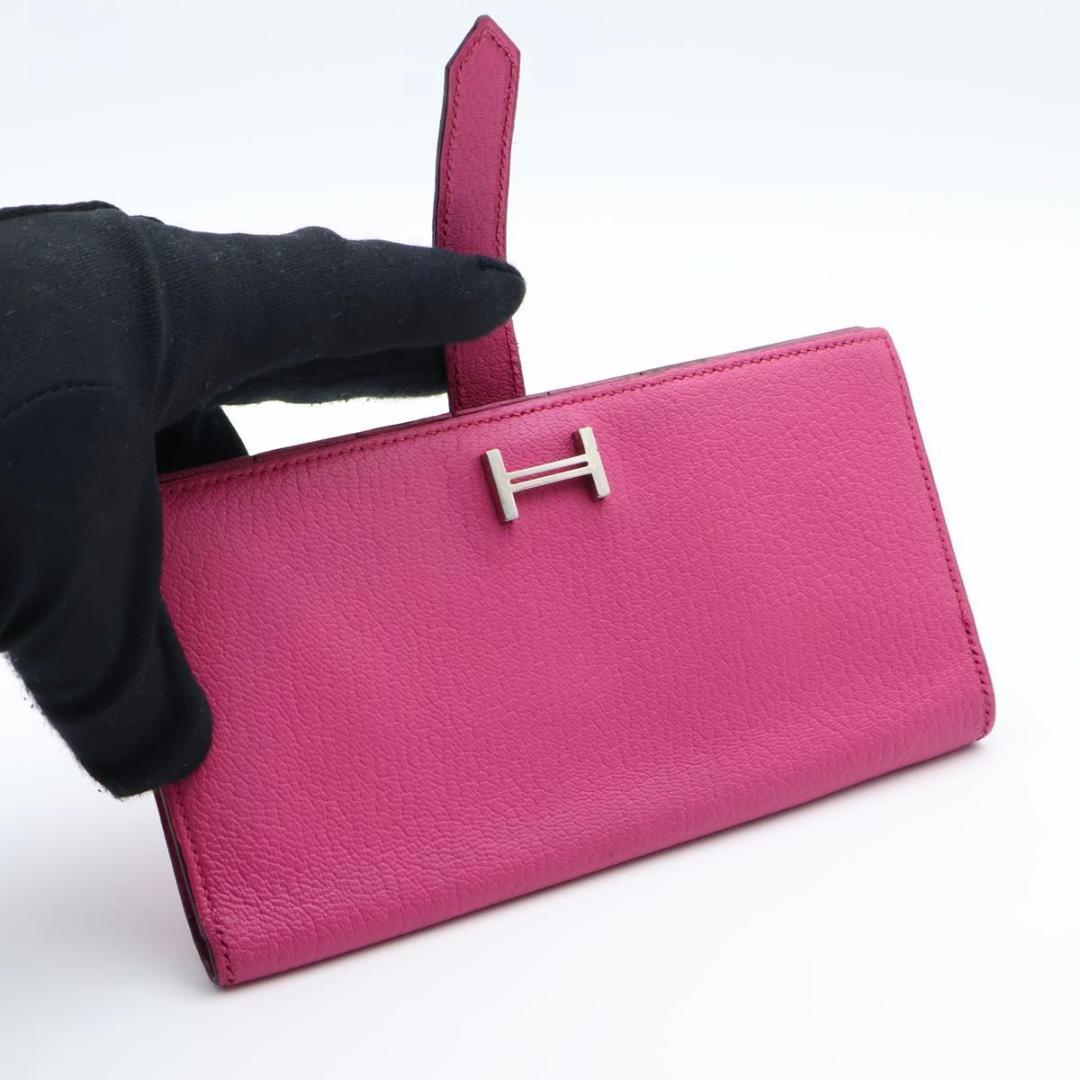 極美品】HERMES ベアンスフレ 長財布 ピンク シェーブル シルバー金具