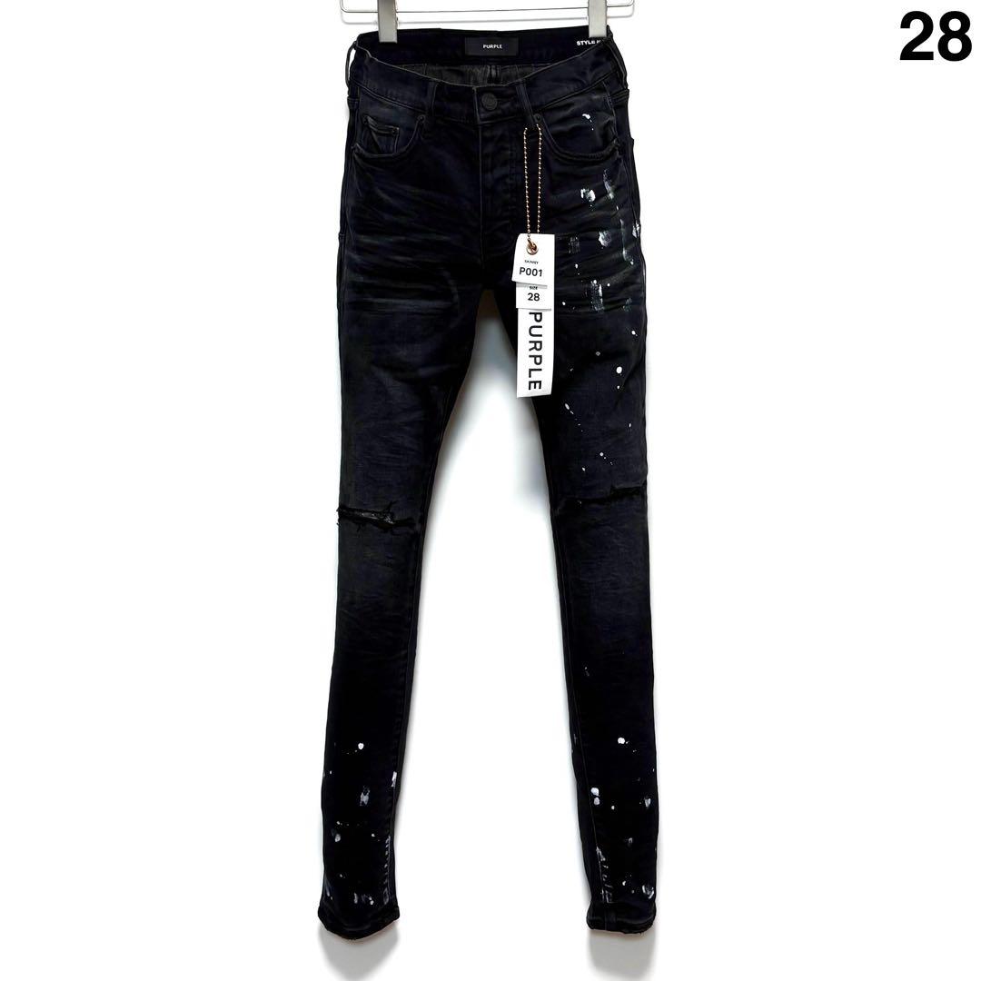 新品 PURPLE BRAND P001 ペイント加工スキニーデニム 28 - メルカリ