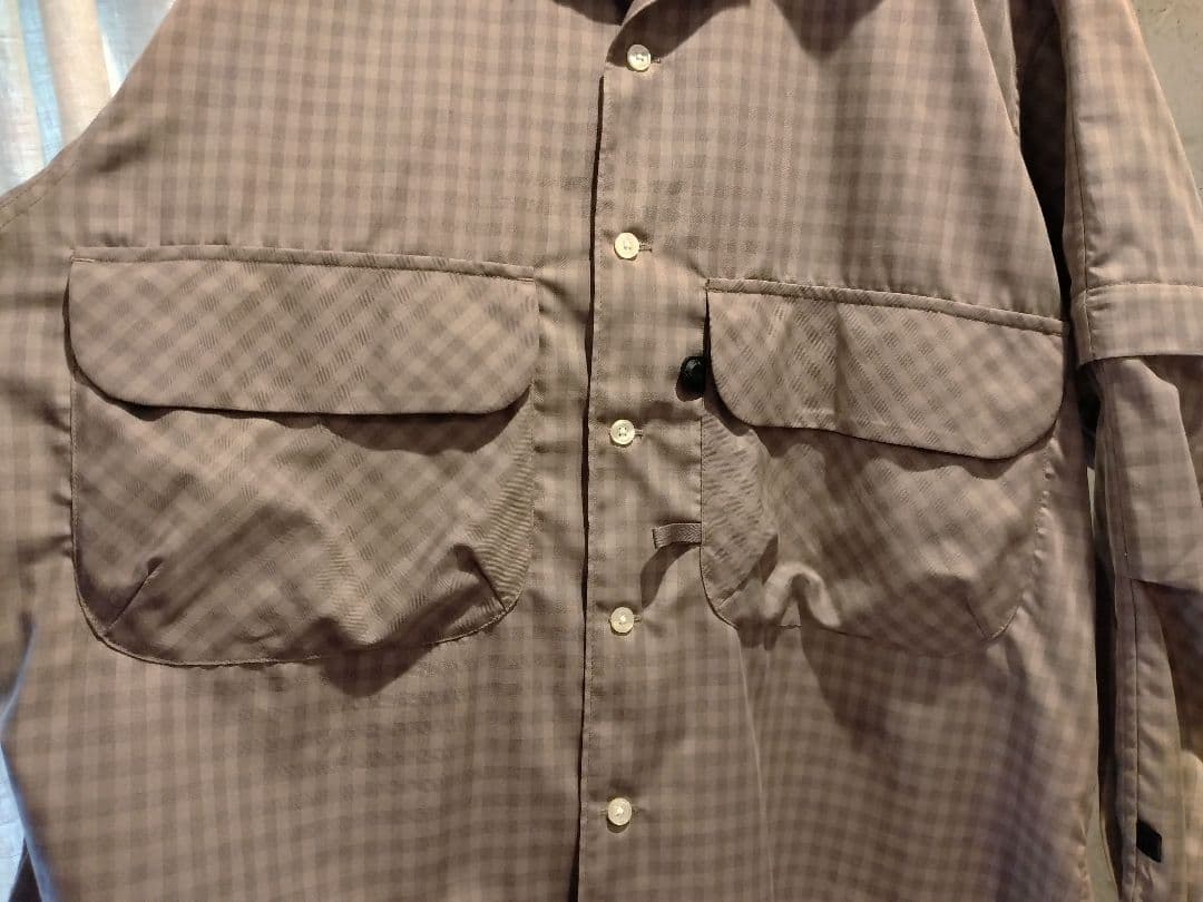 DAIWA PIER39 チェック オープンカラーシャツ グレージュ 快適