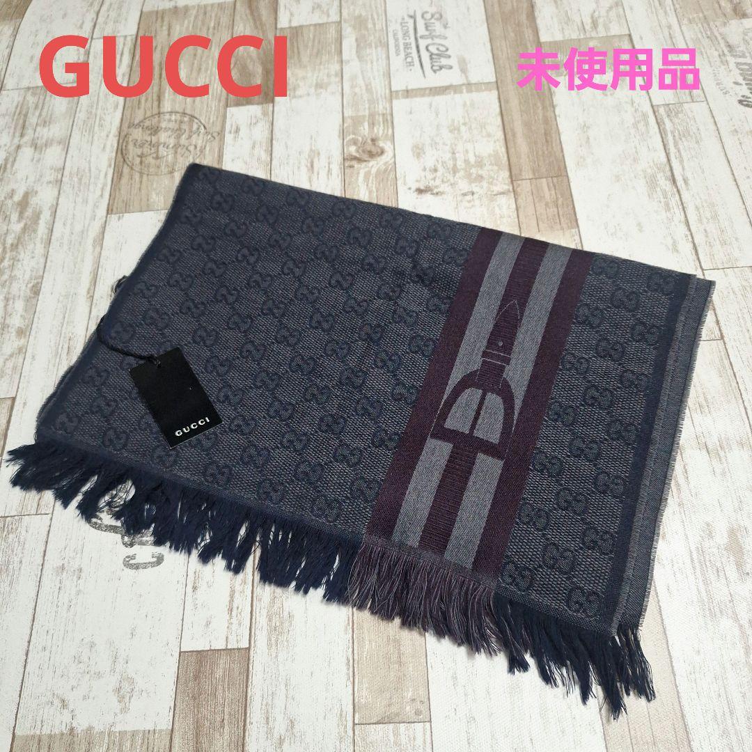 【未使用品】GUCCI マフラー ウール GG グレー ライン タグ付き GUCCI（グッチ） マフラー メンズ レディース 男女兼用 GG柄