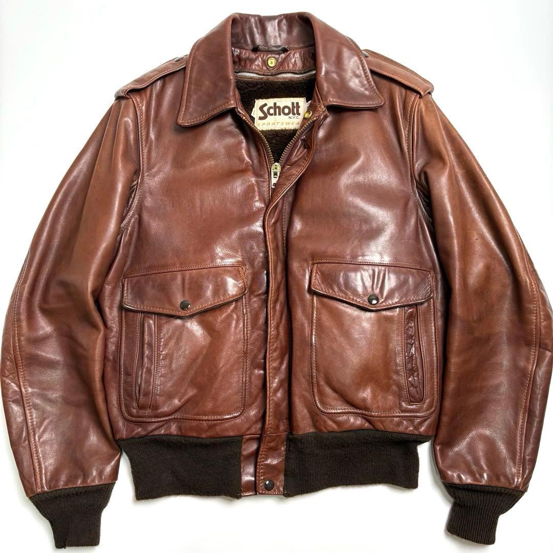 米国製】Schott レザージャケット 42 フライトジャケット 184SM - メルカリ